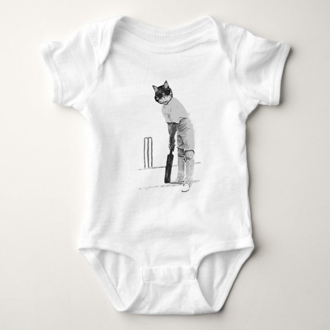Vintage Crickekatze - individuell anpassbare Karte Baby Strampler (Vorderseite)