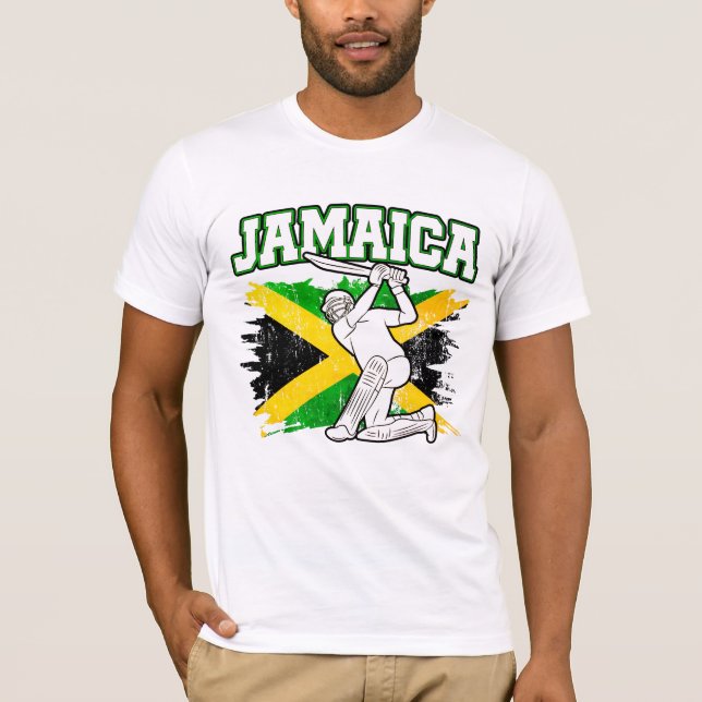 Vintage Cricket Jamaica-Flagge Jamaikas T-Shirt (Vorderseite)