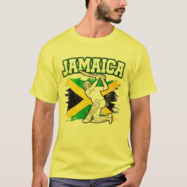 Vintage Cricket Jamaica-Flagge Jamaikas T-Shirt (Vorderseite)