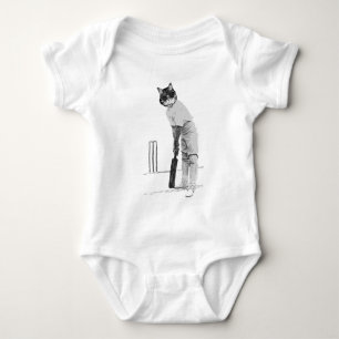 Vintage Cricket-Katze anpassbare Karte Baby Strampler