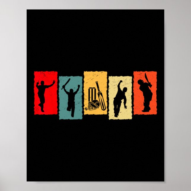 Vintage Cricketspieler Tter Bowler Retro  Poster (Vorne)