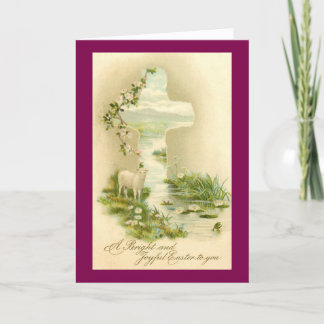 Vintage Cross And Lamb Easter Card Feiertagskarte