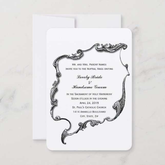 Vintage Cross-katholische kleine Hochzeit Einladun Einladung (Vorderseite)