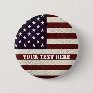 Vintage Crosshatch Amerikanische Flagge Sterne und Button