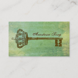 Vintage Crown & Key Elegante Visitenkarten II Visitenkarte