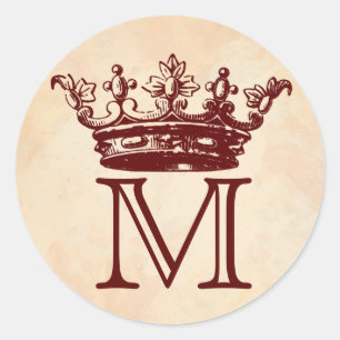 Vintage Crown Monogramm Runder Aufkleber