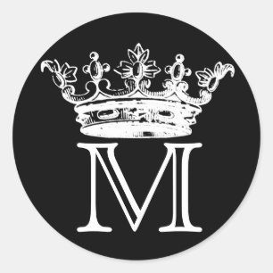 Vintage Crown Monogramm Runder Aufkleber