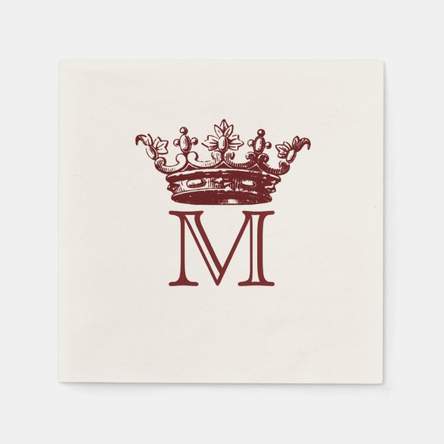 Vintage Crown Monogramm Serviette (Vorderseite)