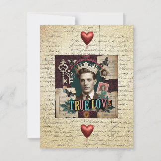 Vintage Crowned Gentleman "True Love" Postkarte