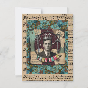Vintage Crowned Gentleman "Wahre Liebe" Postkarte