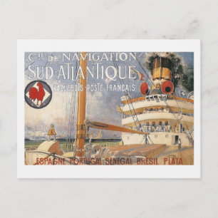 Vintage cruise ship travel advertisement postkarte