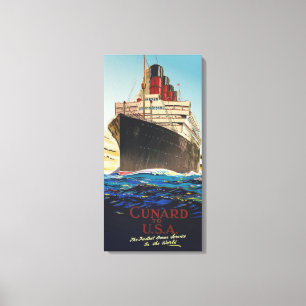 VINTAGE CUNARD AQUITANIA REISE  LEINWANDDRUCK