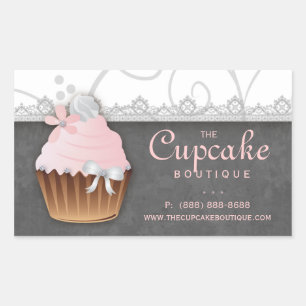 Vintage-Cupcake-Geburtstags-Aufkleber Rosa Grau Rechteckiger Aufkleber