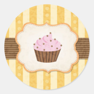 Vintage-Cupcake-Hintergrund Runder Aufkleber