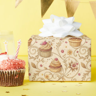Vintage-Cupcake-Swirbel-Back-Dessert-Design Geschenkpapier