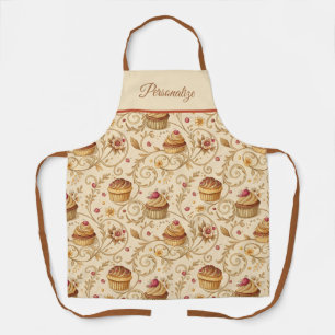 Vintage-Cupcake-Swirbel Personalisierte Back-Elega Schürze