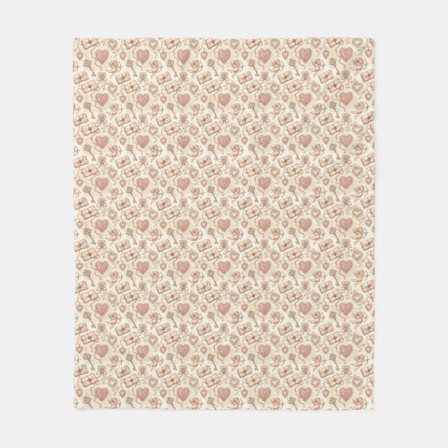 Vintage-Cupid-Liebesmuster Fleecedecke (Vorderseite)