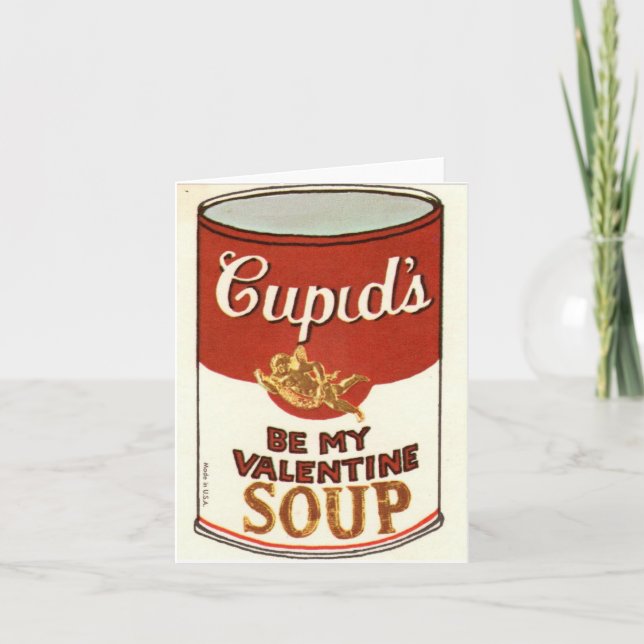 Vintage Cupid Soup Valentine Karte (Vorderseite)