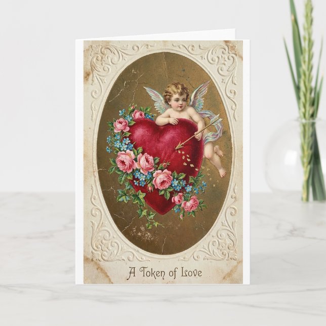 Vintage Cupid Valentine Love Card Karte (Vorderseite)