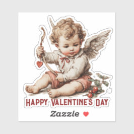 Vintage Cupid With Heart Bow Aufkleber