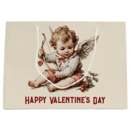 Vintage Cupid With Heart Bow Große Geschenktüte