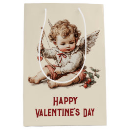 Vintage Cupid With Heart Bow Mittlere Geschenktüte