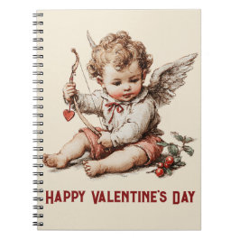 Vintage Cupid With Heart Bow Notizblock