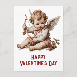 Vintage Cupid With Heart Bow Postkarte