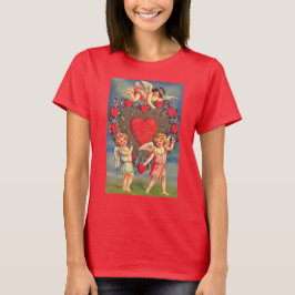 Vintage Cupids und ein Valentiner Roter Herztag T-Shirt