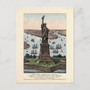 Vintage Currier & Ives Statue of Liberty Postkarte