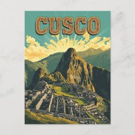 Vintage Cusco Peru Reiseplakat Ruinen Postkarte