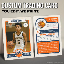 Vintage Custom Basketball Trading Card, Orange Telefonnummerkarte