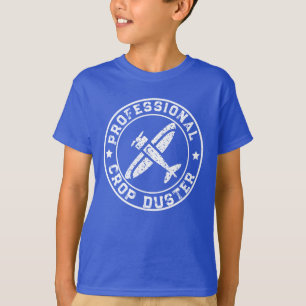 Vintage Custom-Crop-Duster-Flugzeug weiße Schrift T-Shirt