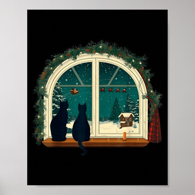 Vintage Cute Cat Christmas Costume Retro Cat  Poster (Vorne)