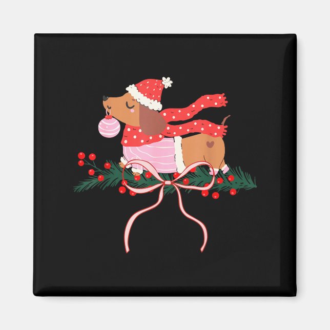 Vintage Cute Dachshund Christmas Wiener Dog Lover  Magnet (Vorne)