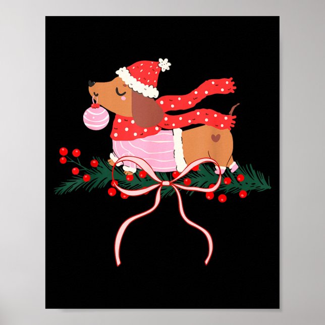 Vintage Cute Dachshund Christmas Wiener Dog Lover  Poster (Vorne)