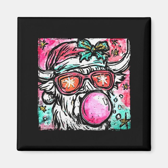 Vintage Cute Highland Cow Christmas Holiday Funny  Magnet (Vorne)