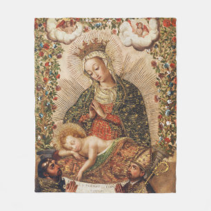 Vintage Cuzco-Schule Madonna bei der Anbetung des Fleecedecke