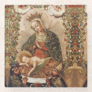 Vintage Cuzco-Schule Madonna bei der Anbetung des Glasuntersetzer