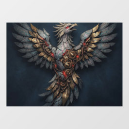 Vintage Cyber-Phoenix: Gealtertes Gold & Neon-Myth Fensteraufkleber