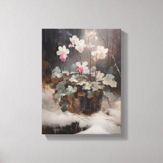 Vintage Cyclamen Gestricke Leinwand Kunst, Dichtun