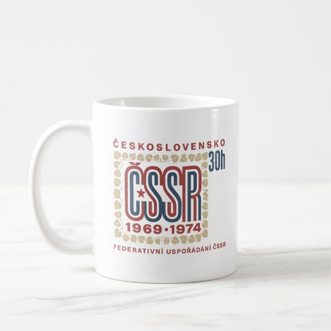 Vintage Czechoslovak ČSSR Stamp Artwork Kaffeetasse (Links)