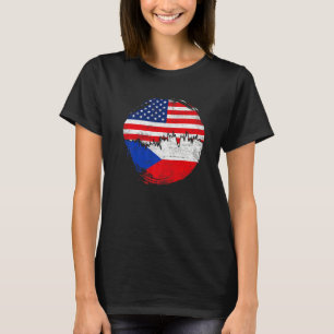Vintage Czechs Amerikanische Flagge Wurzeln Tschec T-Shirt