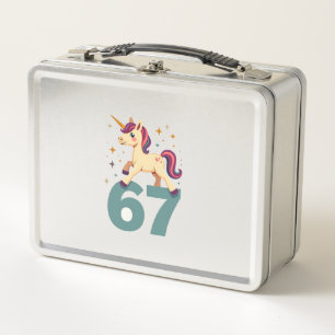 Vintage Dabbing Einhorn 67 Regenbogen Geburtstags- Metall Brotdose