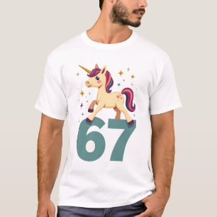 Vintage Dabbing Einhorn 67 Regenbogen Geburtstags- T-Shirt
