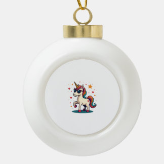 Vintage Dabbing Einhorn Regenbogen Sonnenbrille Re Keramik Kugel-Ornament
