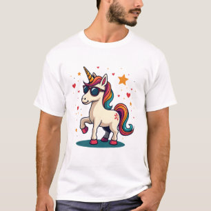 Vintage Dabbing Einhorn Regenbogen Sonnenbrille Re T-Shirt