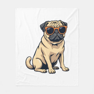 Vintage Dabbing Mops mit Sonnenbrille Lustiger Hun Fleecedecke