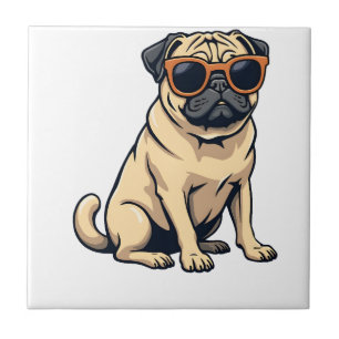 Vintage Dabbing Mops mit Sonnenbrille Lustiger Hun Fliese