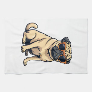 Vintage Dabbing Mops mit Sonnenbrille Lustiger Hun Geschirrtuch